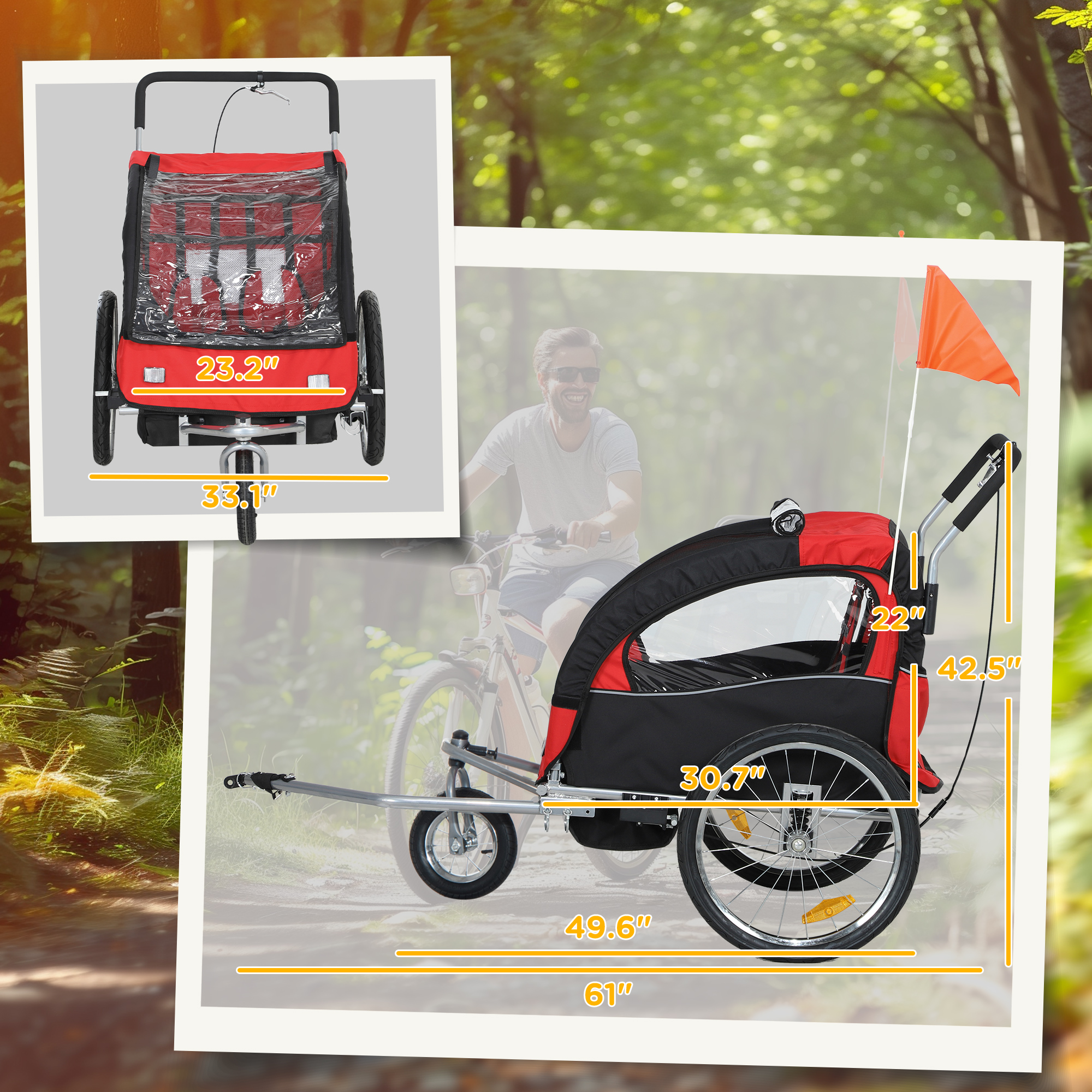 2-Seat Elite 360 Swivel Bike Trailer for Kids